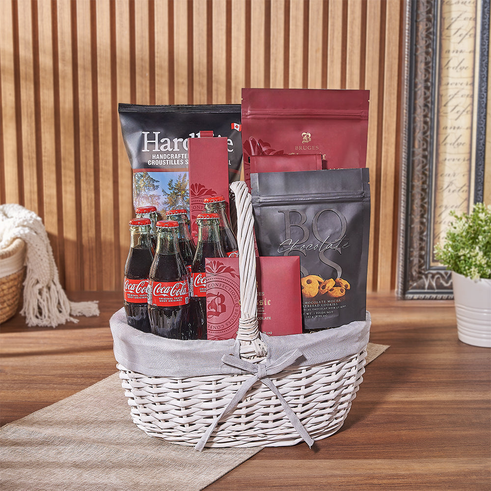 Assorted Snack and Soda Basket – how the gift is presented