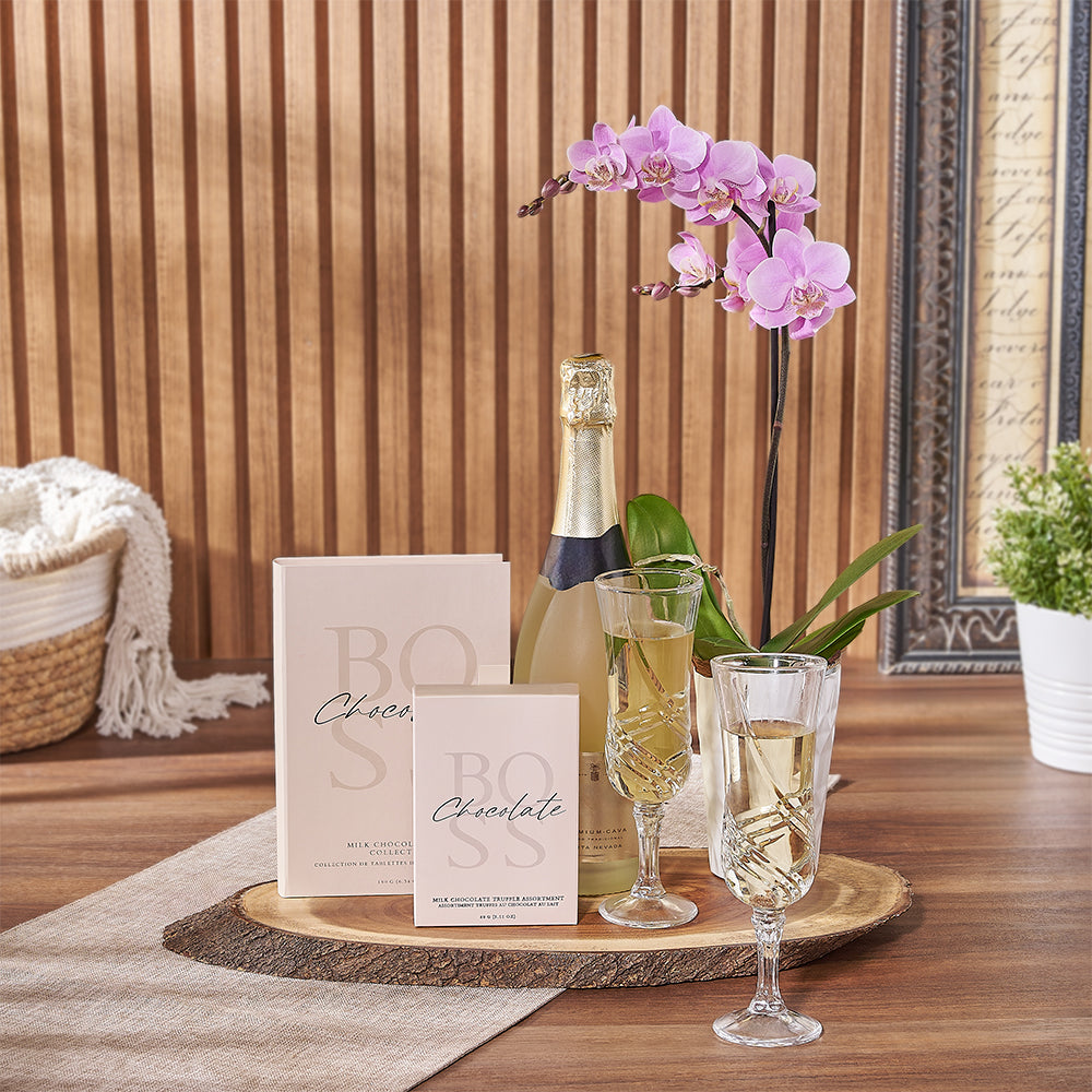 Sparkling Wine Housewarming Gift – how the gift is presented
