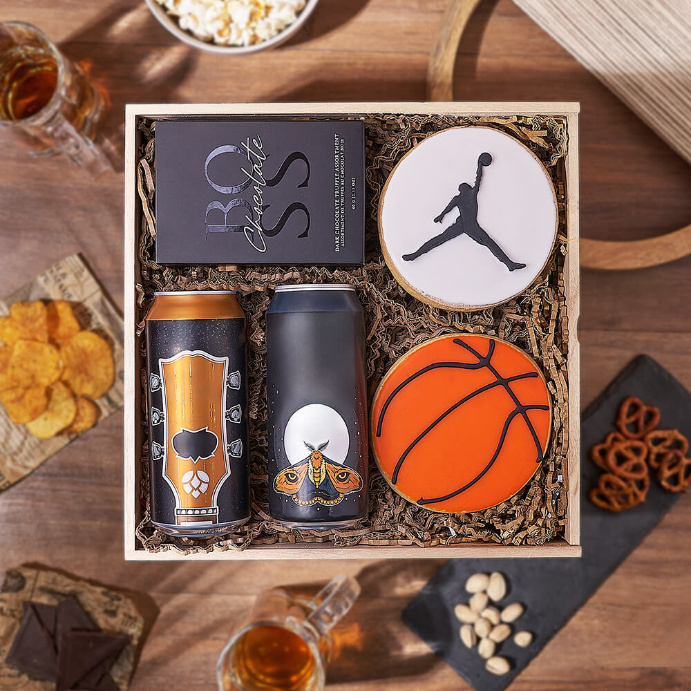 Basketball Cookies with Craft Beer Gift – how the gift is presented