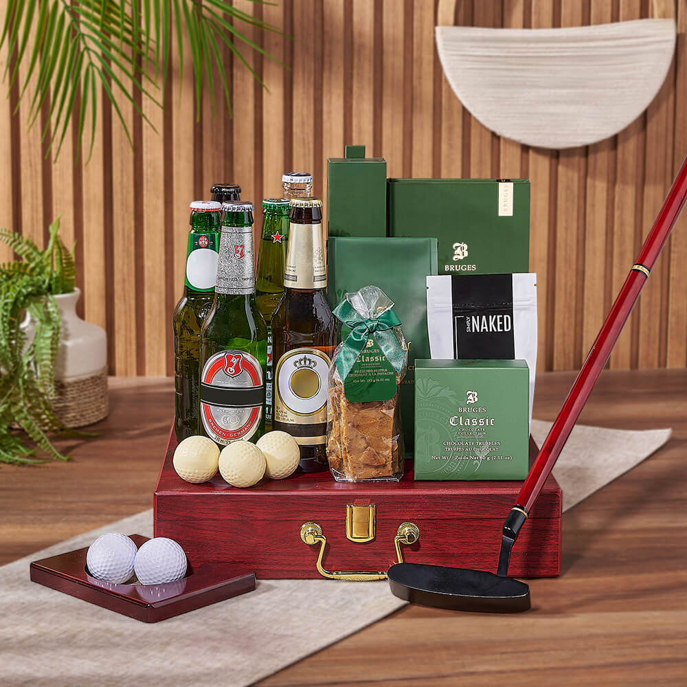 Beer and Chocolate Basket with Putter – how the gift is presented