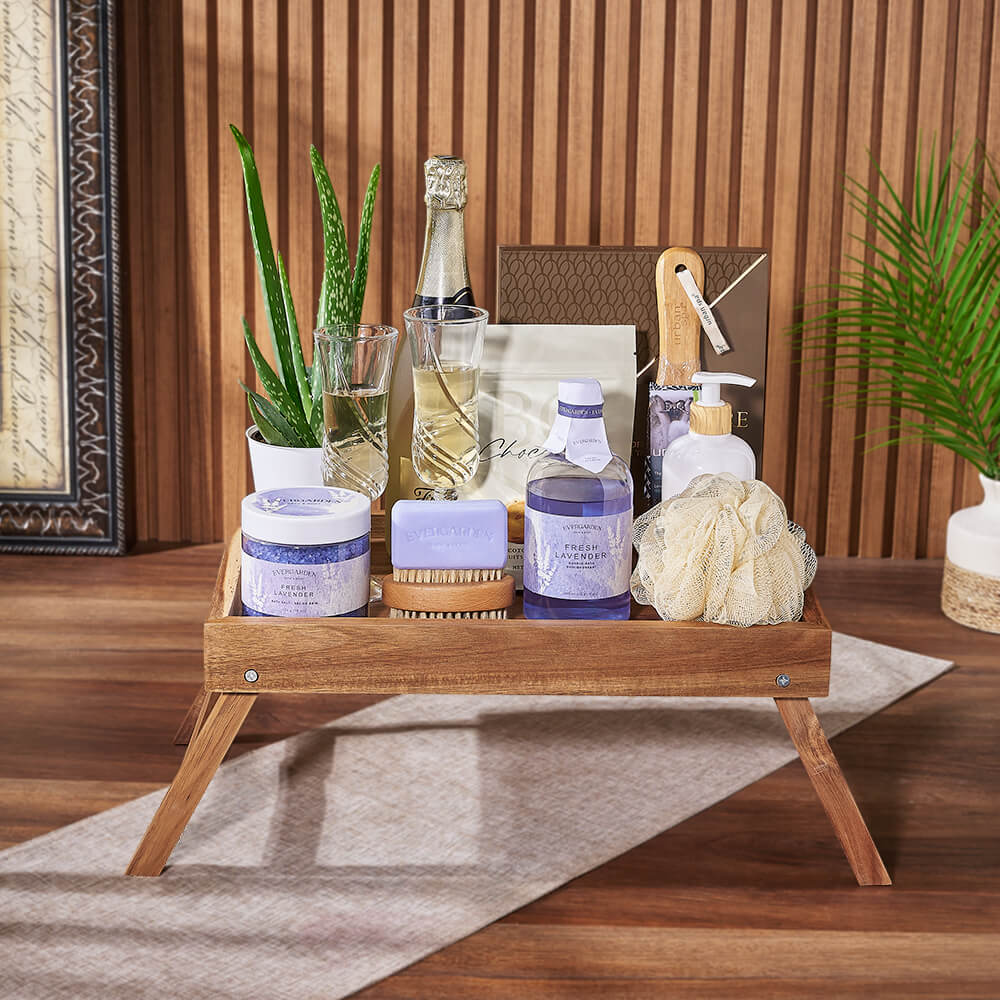 Sparkling Wine Truffle Spa Set – how the gift is presented