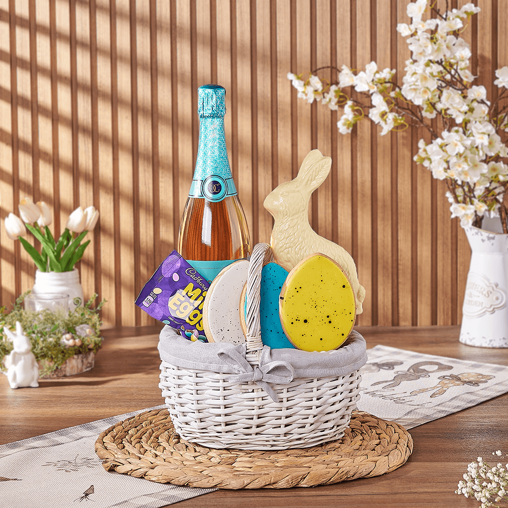 Champagne Easter Basket, easter gift, easter, champagne gift, champagne, sparkling wine gift, sparkling wine, chocolate gift, chocolate, Connecticut delivery