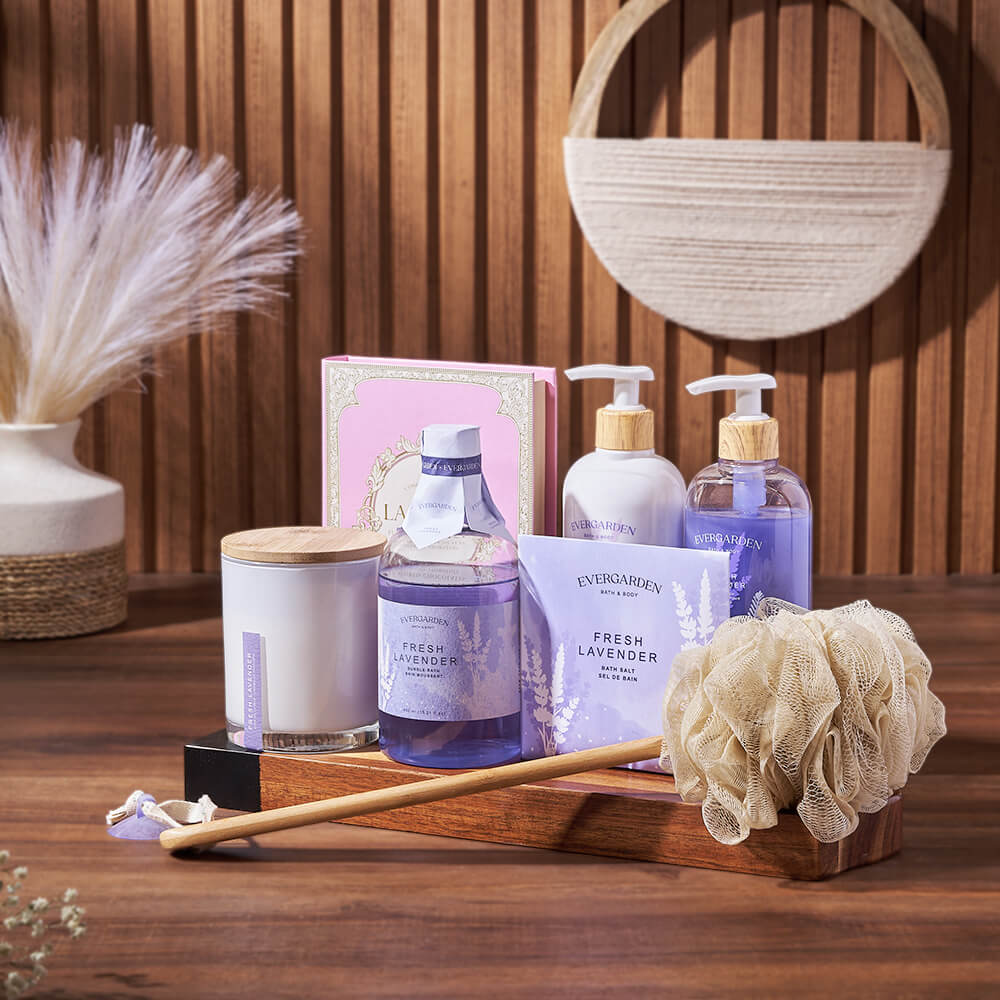 Lavender Spa Chocolate Basket – how the gift is presented