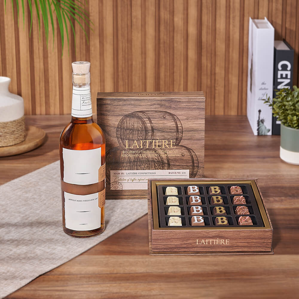 Bourbon Truffles with Whiskey Gift – how the gift is presented