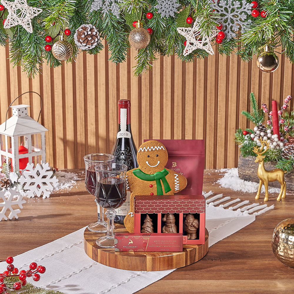 Christmas Wine & Cookie Board – how the gift is presented
