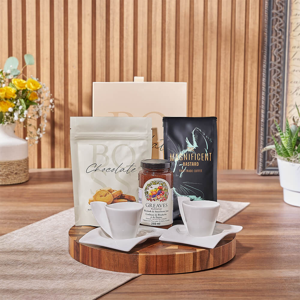 Milk Chocolate Truffles and Coffee Basket – how the gift is presented