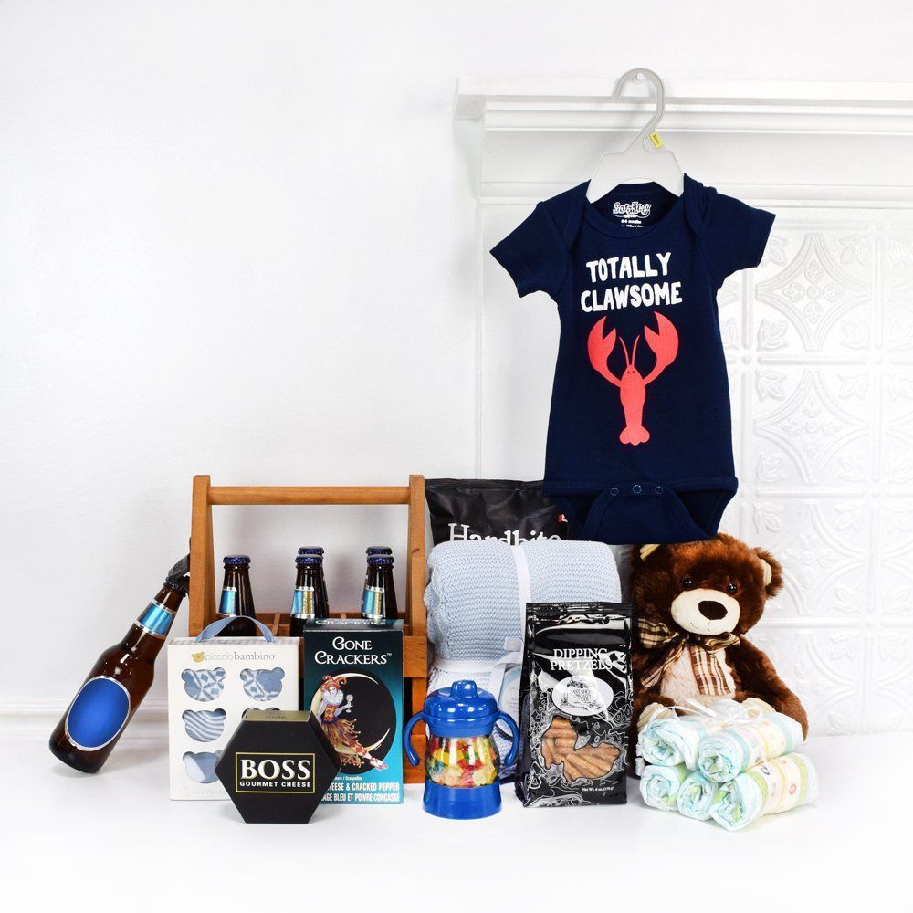 Baby Boy Welcome Beer Basket – how the gift is presented