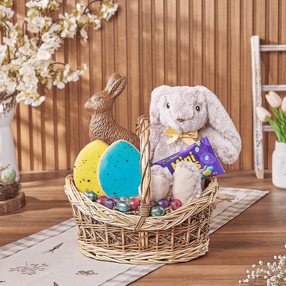 Easter Bunny Chocolate Treat Basket, plush gift, plush, chocolate gift, chocolate, easter gift, easter, Connecticut delivery