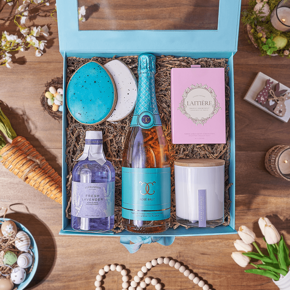 Easter Spa & Champagne Box, spa gift, spa, champagne gift, champagne, sparkling wine gift, sparkling wine, Connecticut delivery