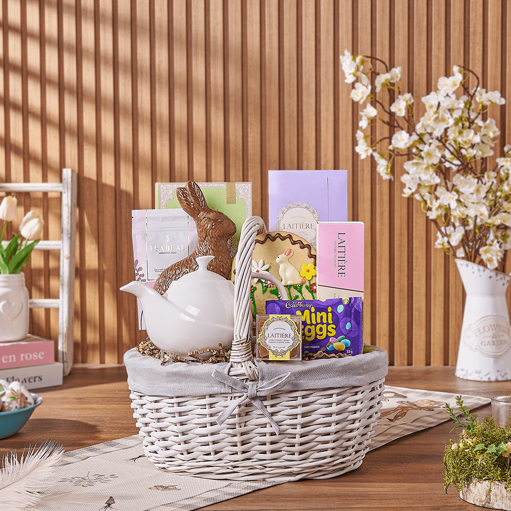 Easter Tea Party Gift Basket, tea gift, tea, chocolate gift, chocolate, easter gift, easter, easter basket, Connecticut delivery