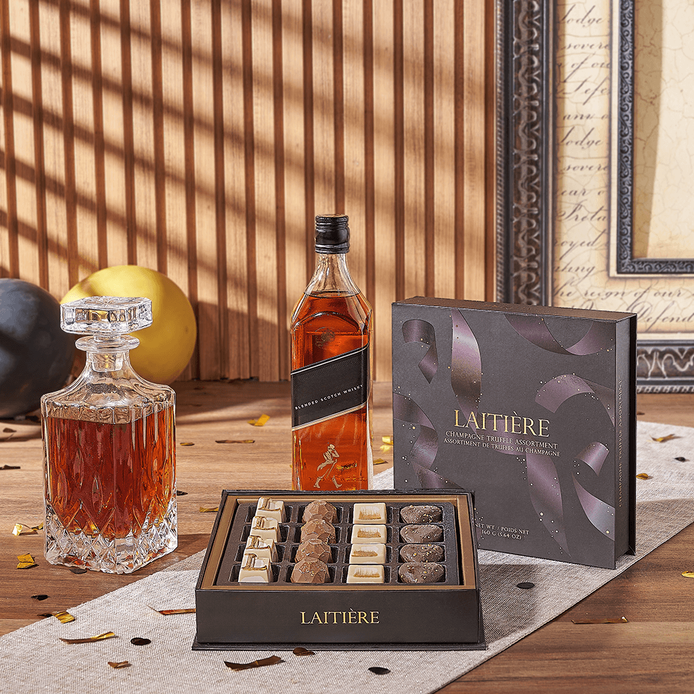 Graduation Whiskey and Truffles Set – how the gift is presented