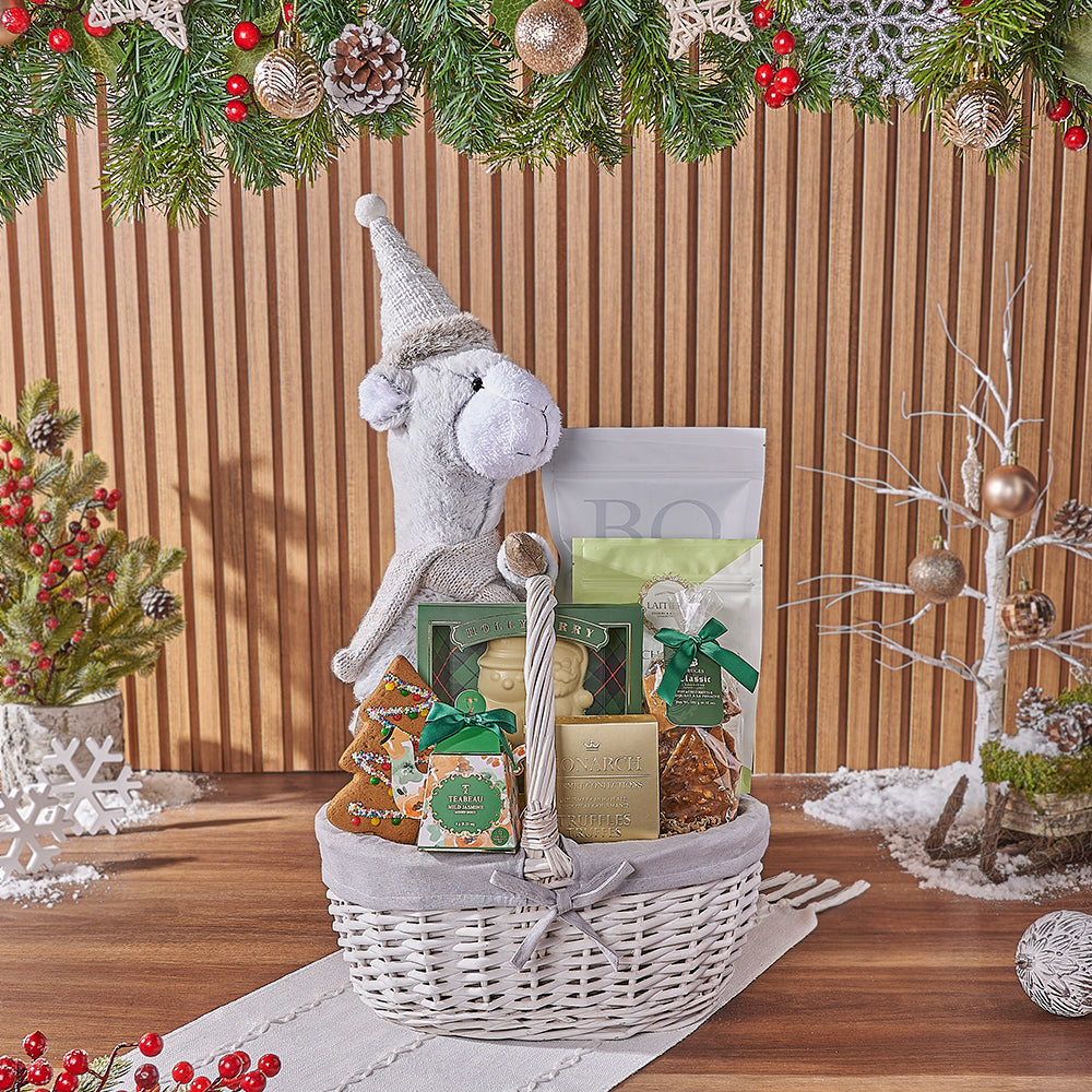 Holiday White Chocolate Snack Basket – how the gift is presented