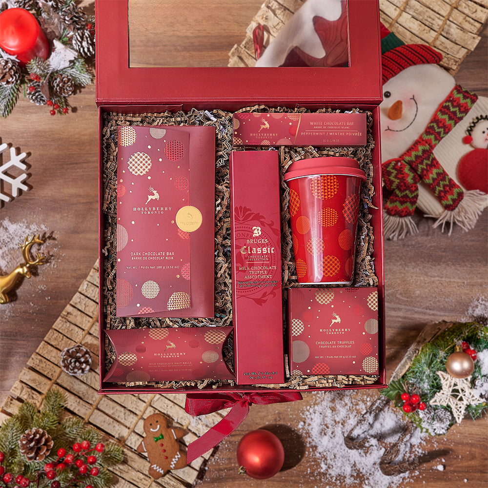Deluxe Holiday Assorted Chocolate Gift Basket – how the gift is presented