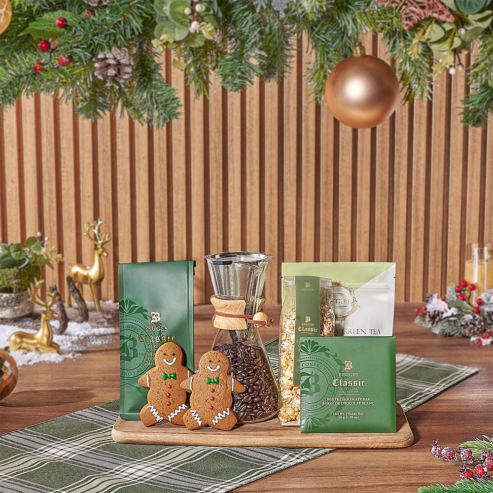 Artisan Coffee and Sweet Treats Holiday Gift Basket – how the gift is presented