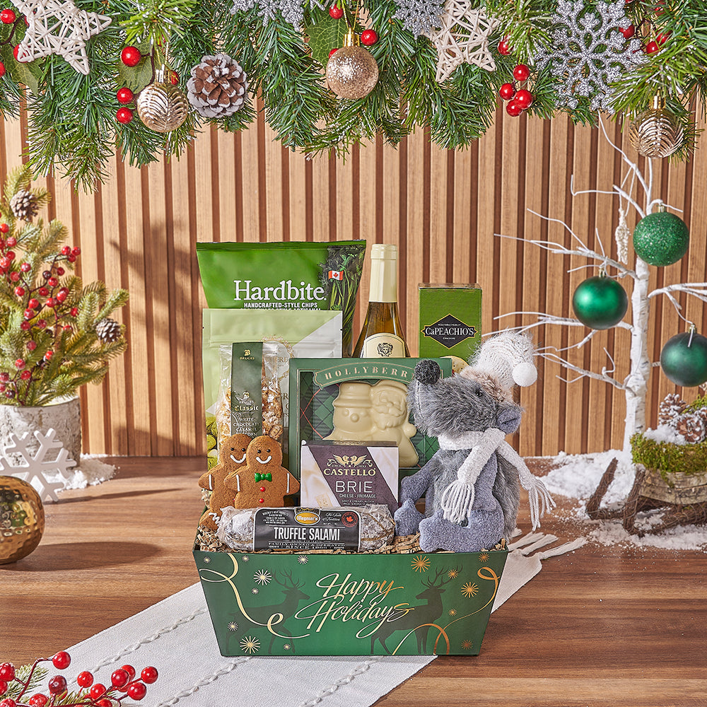 Holiday Wine & Charcuterie Gift Basket, christmas gift, christmas, chocolate gift, chocolate, cookie gift, cookie, wine gift, wine, Connecticut delivery