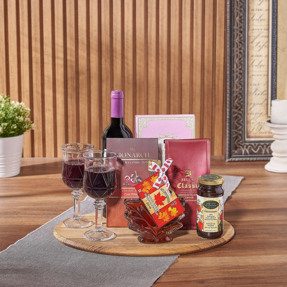 Kosher Wine and Coffee Basket – how the gift is presented