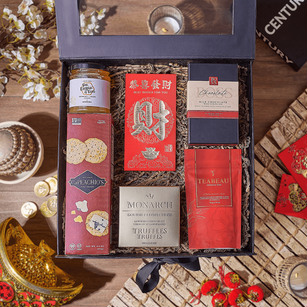 Lucky Tea & Chocolate Gift Box, chinese new year gift, chinese new year, lunar new year gift, lunar new year, Connecticut delivery