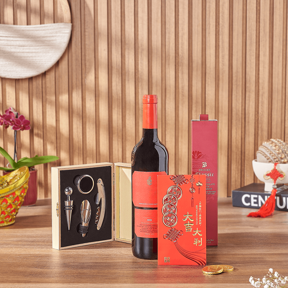 Lucky Wine & Chocolate Gift Set, chinese new year gift, chinese new year, lunar new year gift, lunar new year, Connecticut delivery