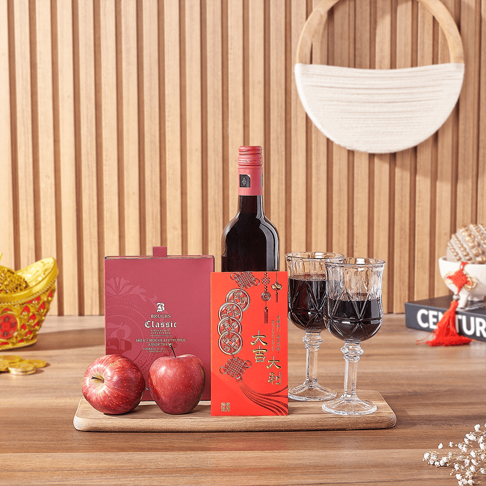 Lunar New Year Wine & Chocolate Gift, wine gift, wine, chinese new year gift, chinese new year, lunar new year gift, lunar new year, Connecticut delivery
