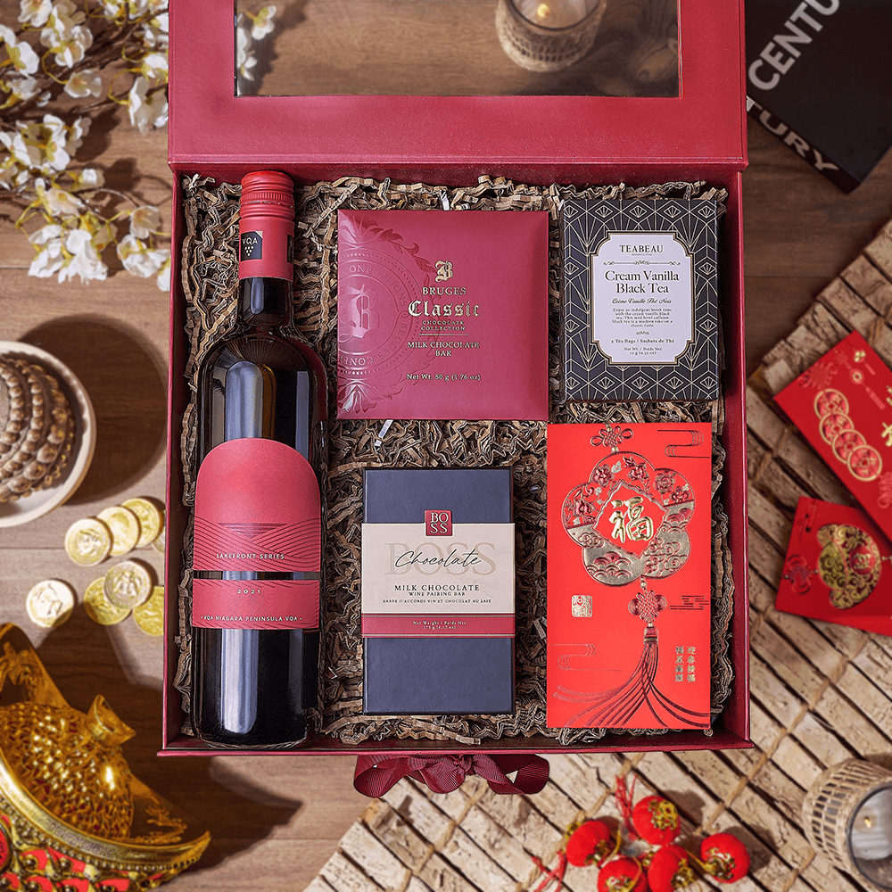 Lunar New Year Wine & Tea Box, wine gift, wine, chinese new year gift, chinese new year, lunar new year gift, lunar new year, Connecticut delivery