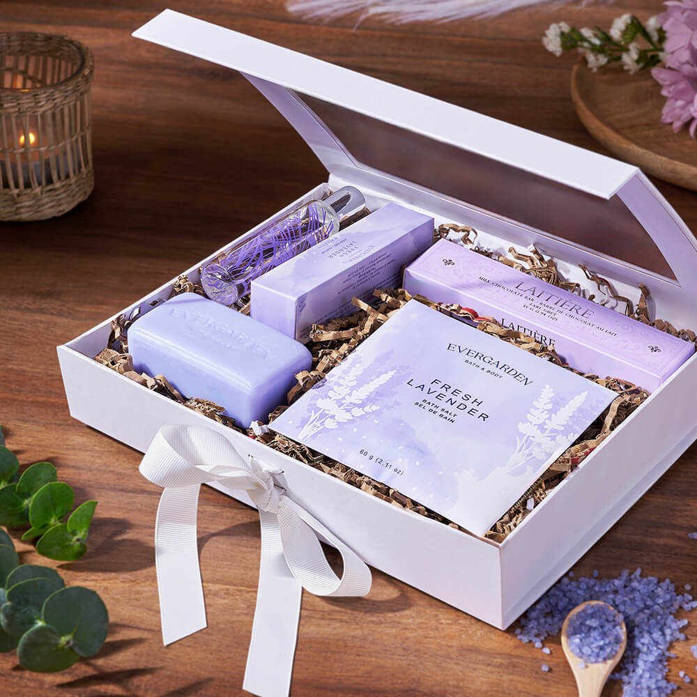 Earl Grey Chocolate Spa Basket – how the gift is presented