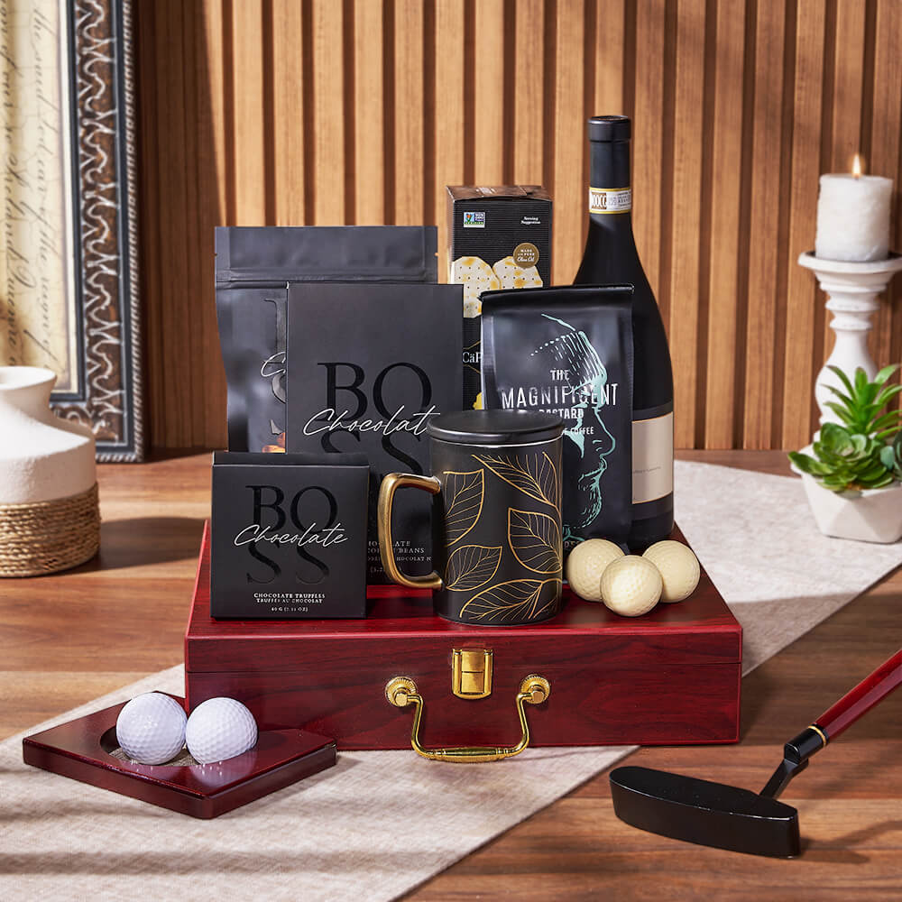Wine and Coffee Treat Basket – how the gift is presented