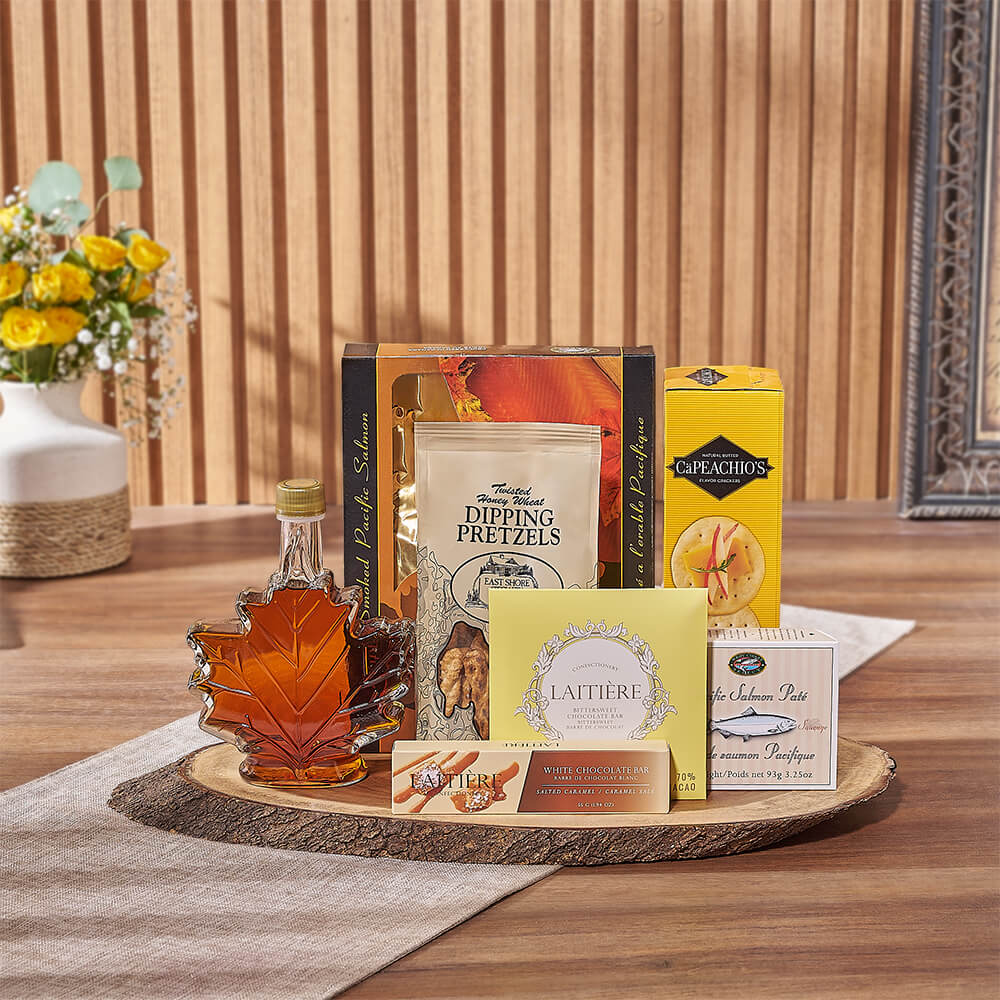 Smoked Salmon and Sweet Treats Basket – how the gift is presented