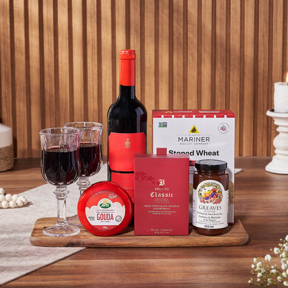 The Red Carpet Delight Wine Basket is a fantastic gift for any occasion, Connecticut delivery