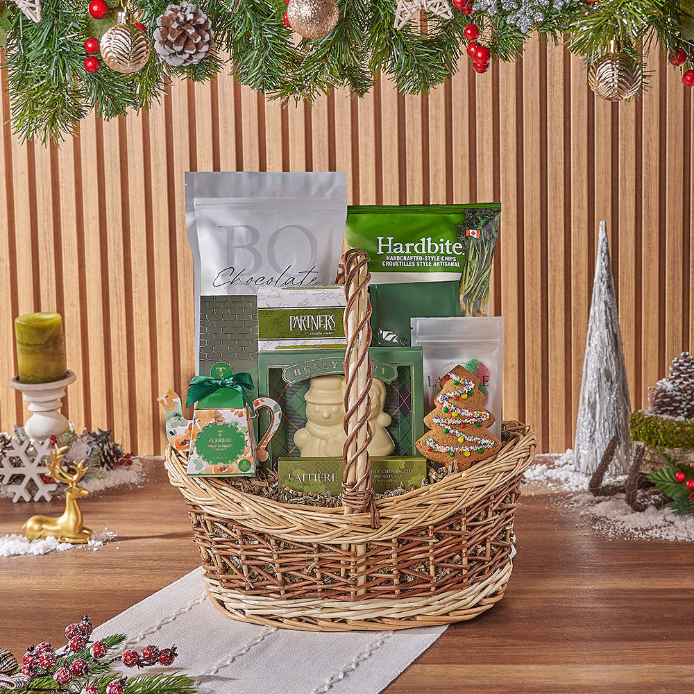 Holiday Christmas Gourmet Treats Gift Basket – how the gift is presented