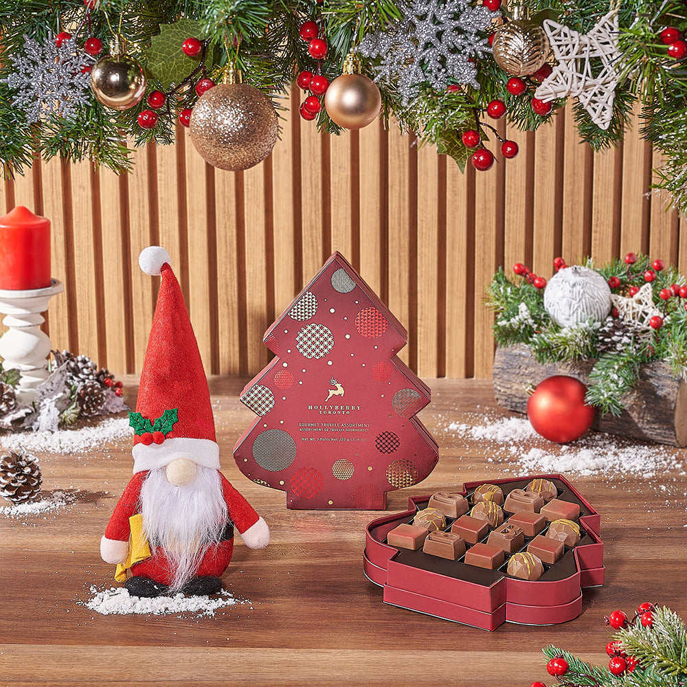 Plush Santa Claus Holiday Chocolate Truffles Gift Box – how the gift is presented