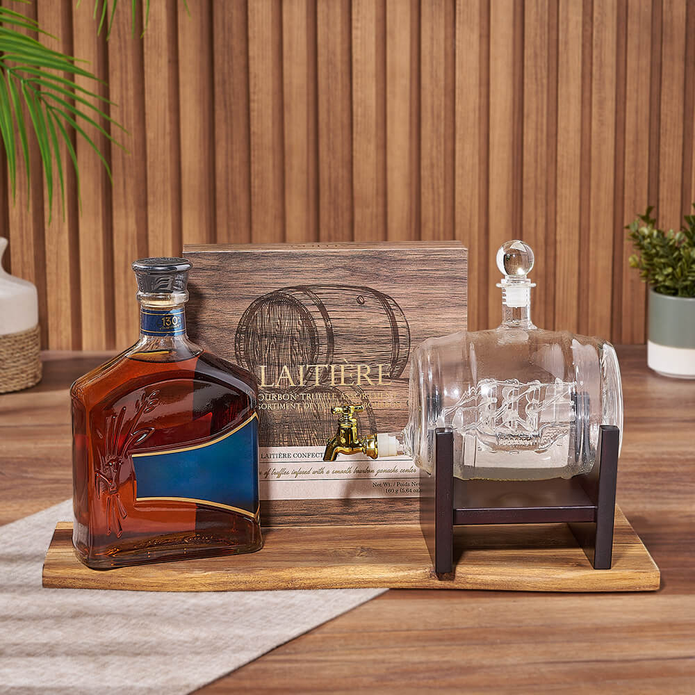 Whiskey Decanter and Truffle Gift Set – how the gift is presented