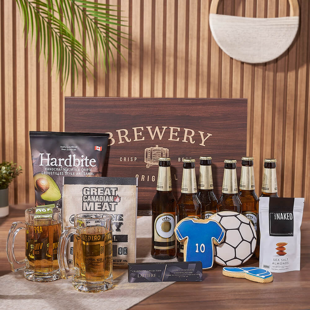 Six-Pack Beer and Snacks Basket – how the gift is presented