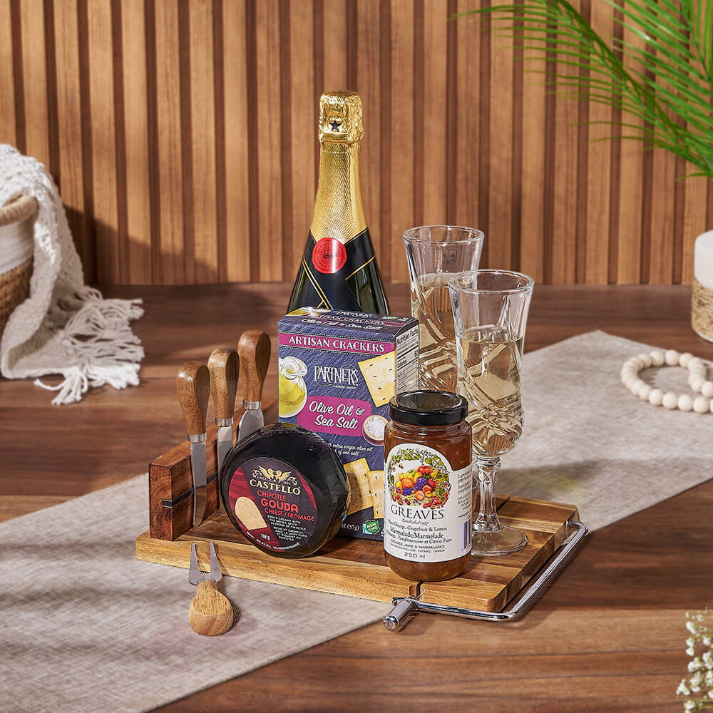 Sparkling Wine Basket with Marmalade – how the gift is presented