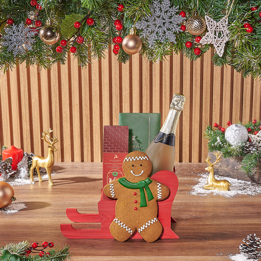 Sparkling Wine and Gingerbread Basket – how the gift is presented