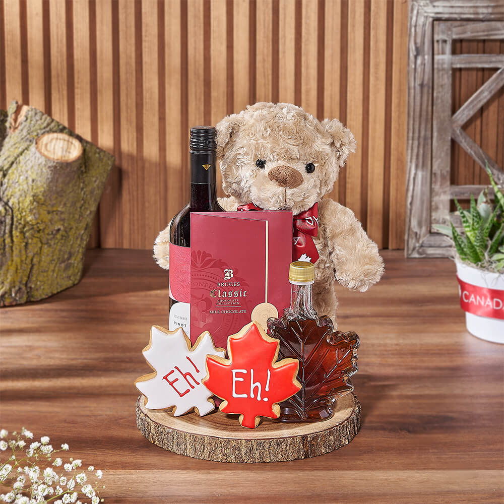 Canada Day Wine and Maple Gift – how the gift is presented