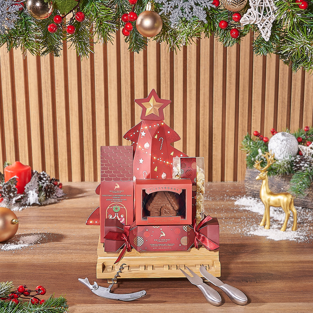 Yuletide Snacking Basket, chocolate gift, chocolate, christmas gift, christmas, Connecticut delivery