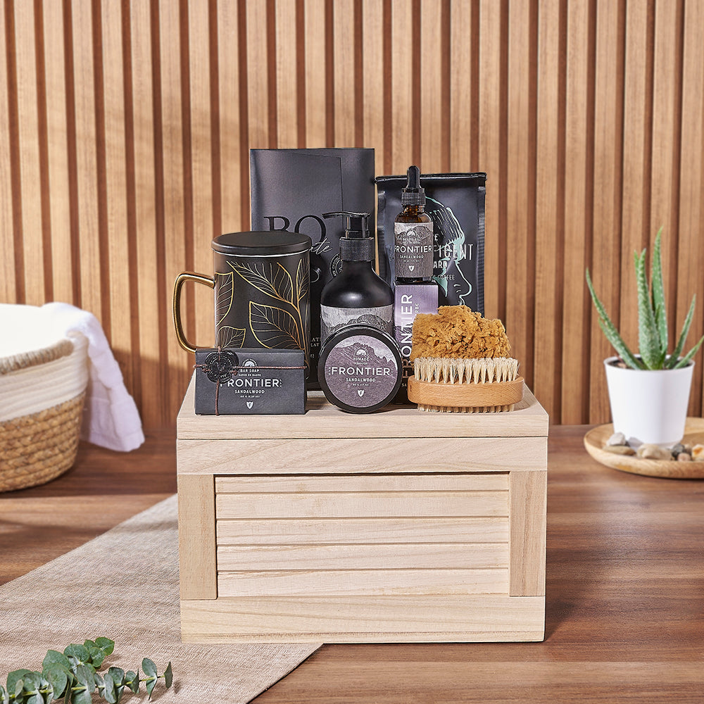 Spa Gift Crate with Mug – how the gift is presented
