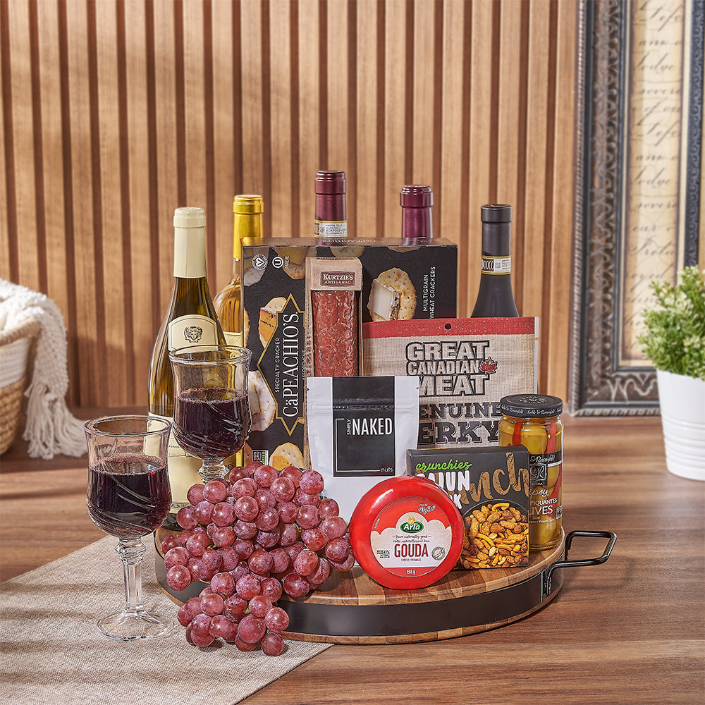 Assorted Wine Gift Basket – how the gift is presented