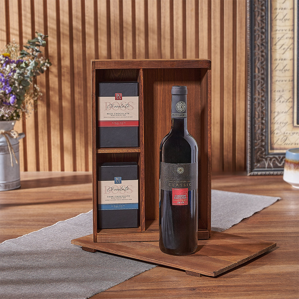 Kosher Wine with Chocolate Pairing Box – how the gift is presented