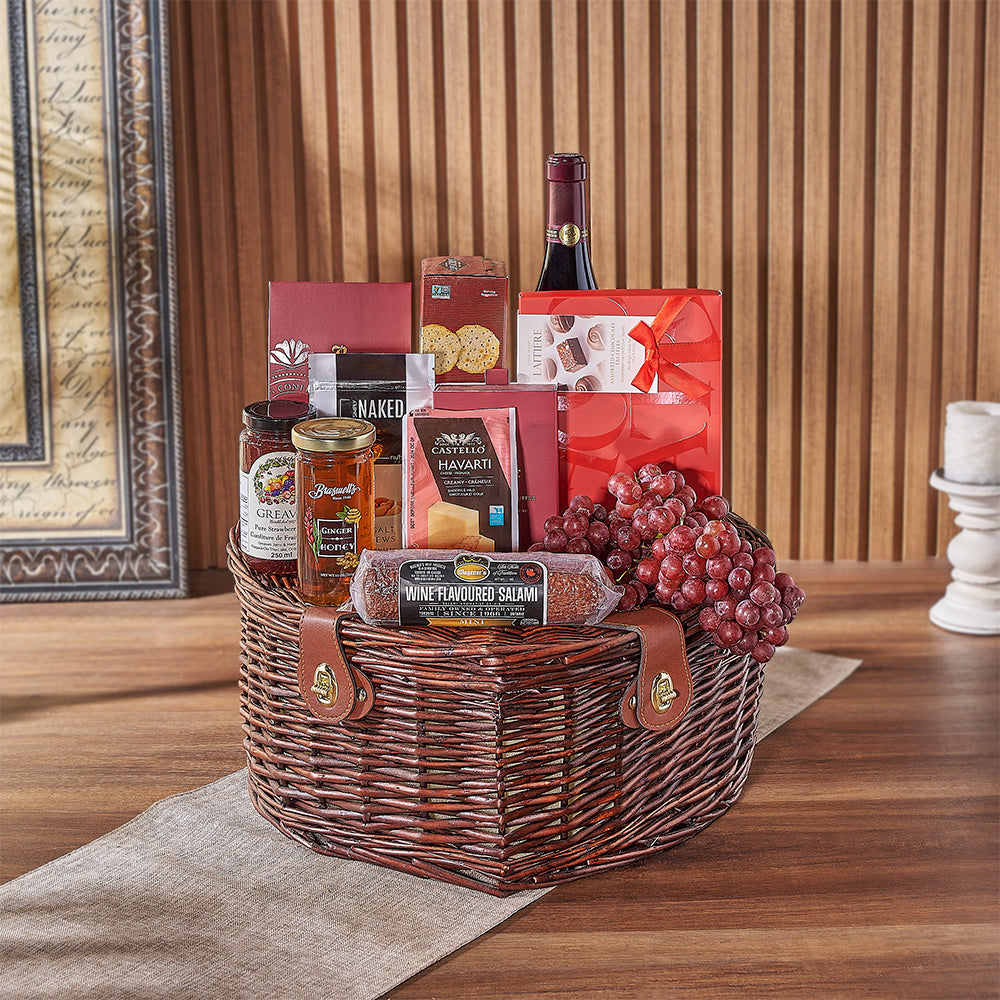 Escape the noise with your sweetheart and the Dorset Park Romantic Picnic Basket! Complete with gourmet snacks, wine, chocolates, and more, it's the perfect way to sweep your loved one off their feet, Connecticut delivery 