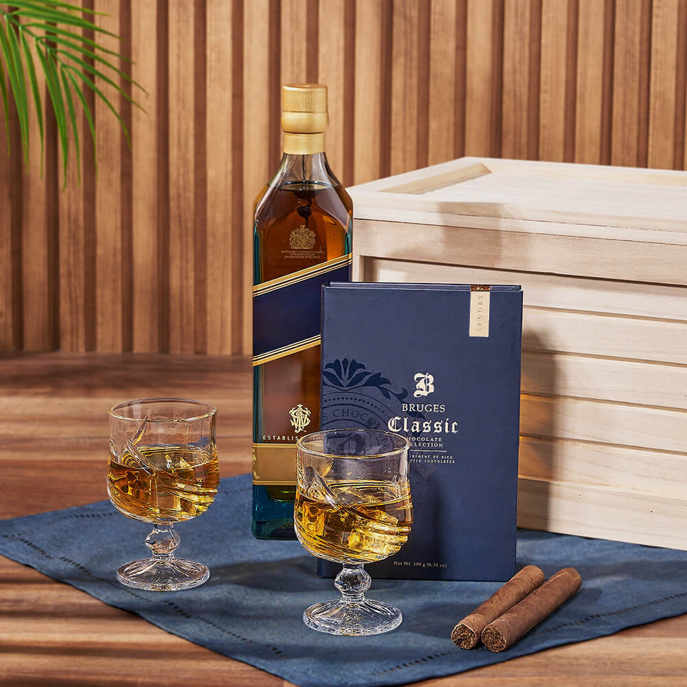 Liquor Chocolate and Cigar Gift Crate – how the gift is presented