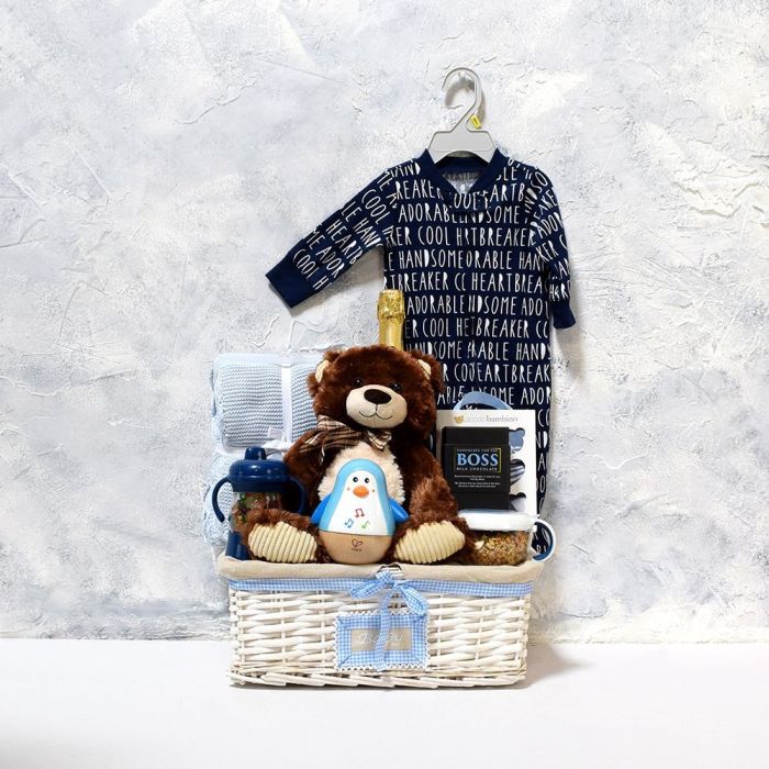 Baby Boy’s Flip N Sip Gift Set With Champagne from Connecticut Baskets - Connecticut Delivery