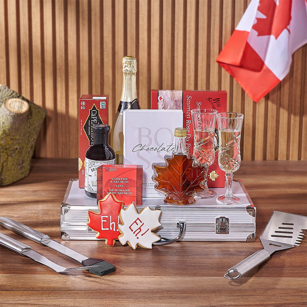 Canada Day Champagne Grilling Gift, champagne gift, champagne, sparkling wine gift, sparkling wine, canada day gift, canada day, grill gift, grill, Connecticut delivery