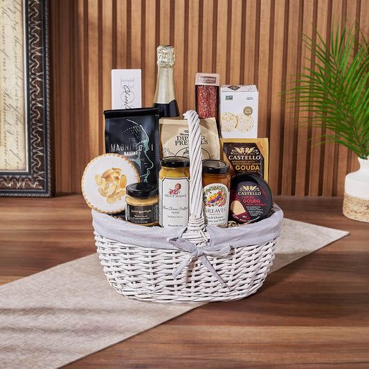 Custom Anniversary Gift Baskets - Cheese, Chutney & Champagne Gift Set