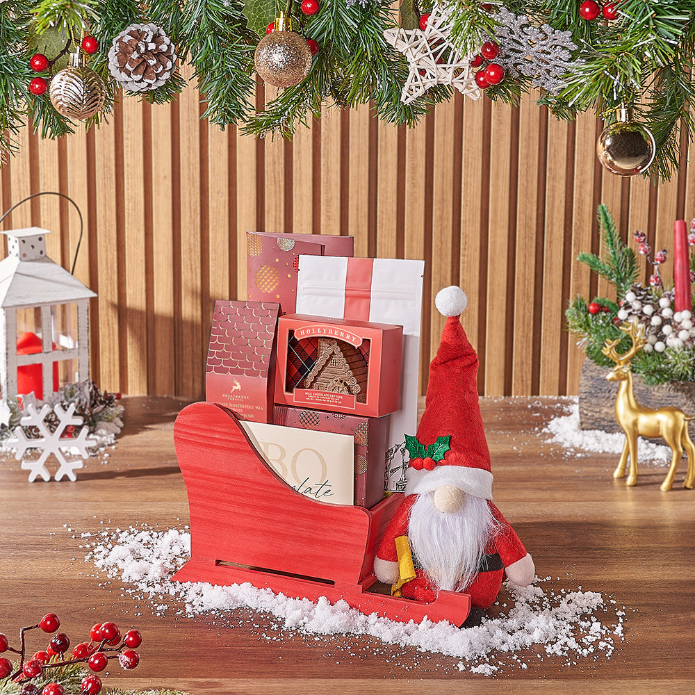 Chocolate and Plush Santa Gift Basket – how the gift is presented