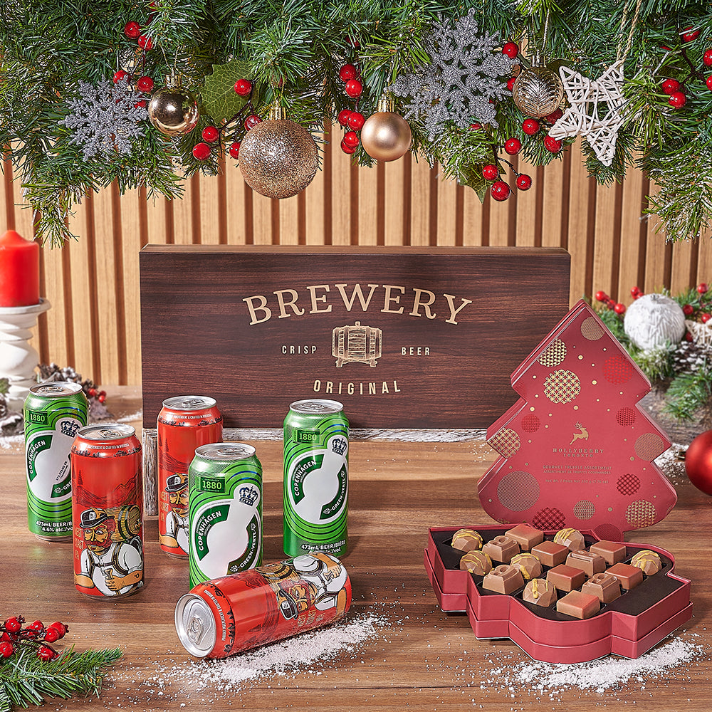 Festive Beer and Truffles Basket – how the gift is presented