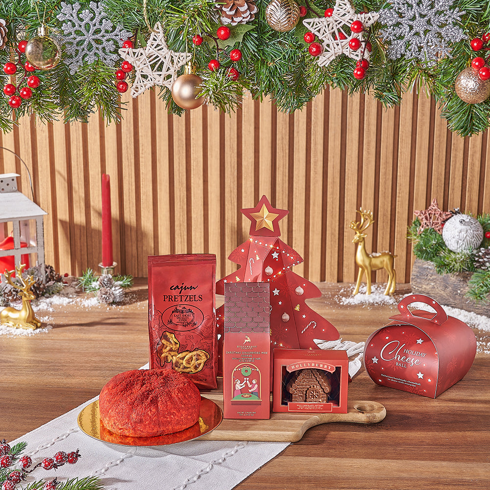 Christmas Cheeseball Dessert Basket – how the gift is presented