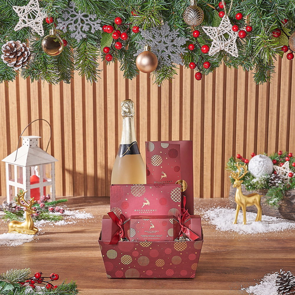 Christmas Holiday Sparkling Wine Gift – how the gift is presented
