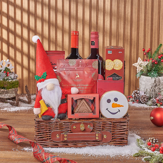 Christmas Wine Pairing Basket, wine gift, wine, chocolate gift, chocolate, christmas gift, christmas, Connecticut delivery