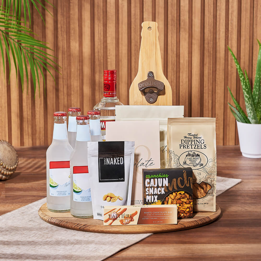 Liquor and Snack Gift Set – how the gift is presented